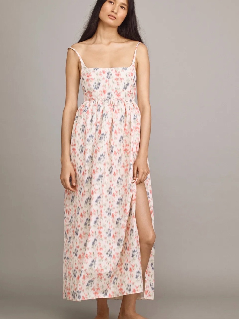 Rebecca Taylor Pink Floral Spaghetti-Strap Maxi Dress